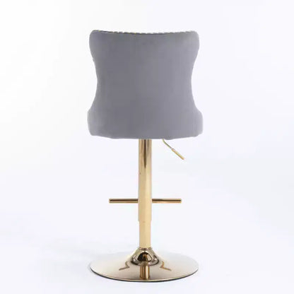 Lot de 2 tabourets de bar pivotants en velours Okak à hauteur réglable, tabourets de bar modernes rembourrés avec base dorée pour pub à la maison