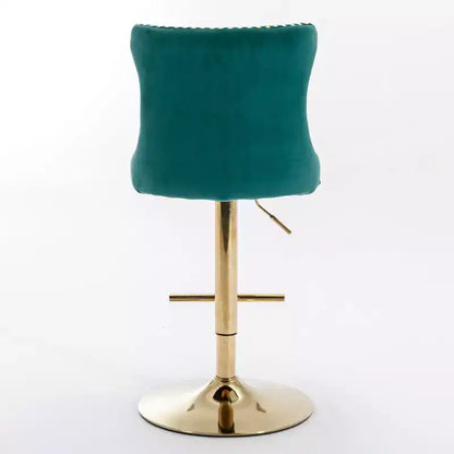 Lot de 2 tabourets de bar pivotants en velours Okak à hauteur réglable, tabourets de bar modernes rembourrés avec base dorée pour pub à la maison