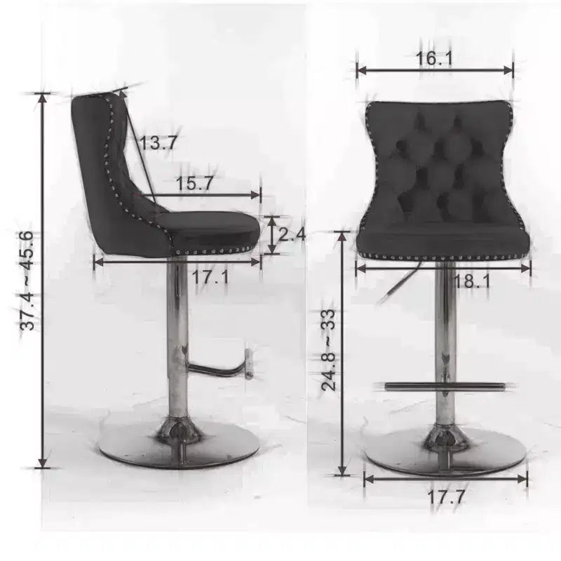 Lot de 2 tabourets de bar pivotants en velours Okak à hauteur réglable, tabourets de bar modernes rembourrés avec base dorée pour pub à la maison