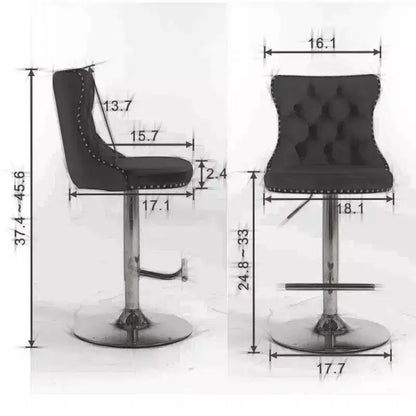 Lot de 2 tabourets de bar pivotants en velours Okak à hauteur réglable, tabourets de bar modernes rembourrés avec base dorée pour pub à la maison
