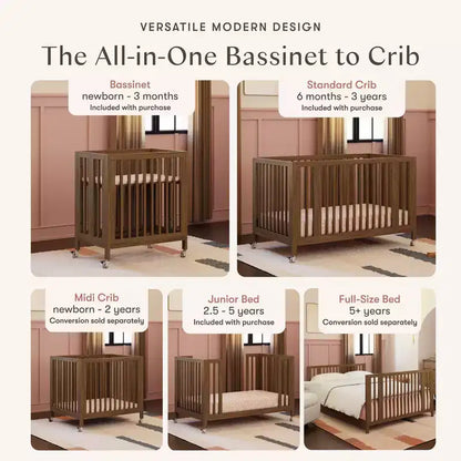 Lit de bébé évolutif 9-en-1 Babyletto Rolli avec berceau et kits de conversion pour lit de bambin