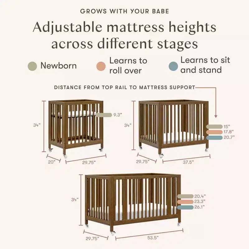 Lit de bébé évolutif 9-en-1 Babyletto Rolli avec berceau et kits de conversion pour lit de bambin