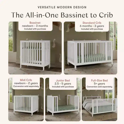 Lit de bébé évolutif 9-en-1 Babyletto Rolli avec berceau et kits de conversion pour lit de bambin