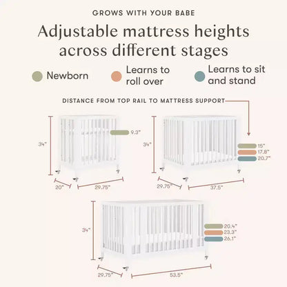 Lit de bébé évolutif 9-en-1 Babyletto Rolli avec berceau et kits de conversion pour lit de bambin