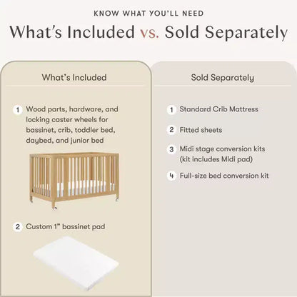 Lit de bébé évolutif 9-en-1 Babyletto Rolli avec berceau et kits de conversion pour lit de bambin