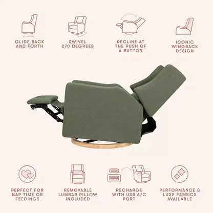 Fauteuil inclinable et pivotant électrique Babyletto Kiwi avec port USB
