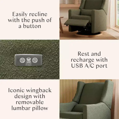 Fauteuil inclinable et pivotant électrique Babyletto Kiwi avec port USB