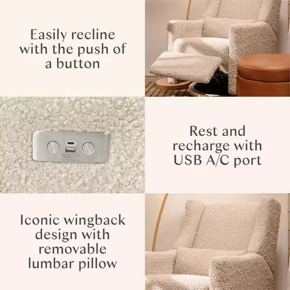 Fauteuil inclinable et pivotant électrique Babyletto Kiwi avec port USB