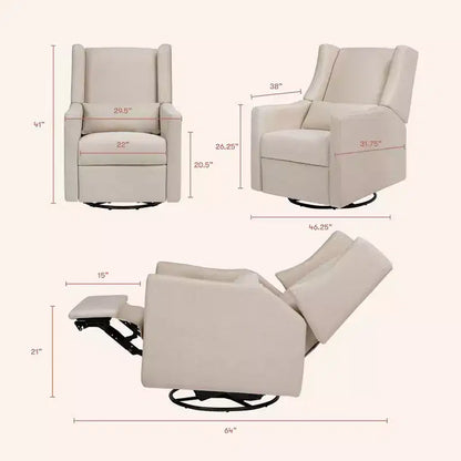 Fauteuil inclinable et pivotant électrique Babyletto Kiwi avec port USB
