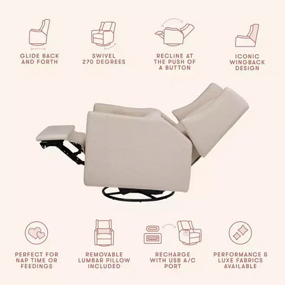 Fauteuil inclinable et pivotant électrique Babyletto Kiwi avec port USB