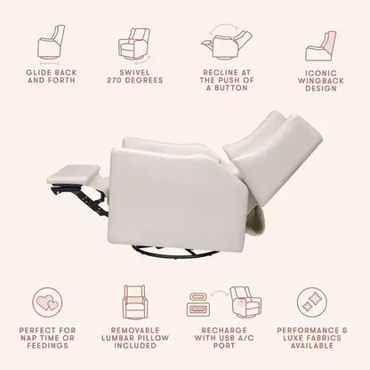 Fauteuil inclinable et pivotant électrique Babyletto Kiwi avec port USB