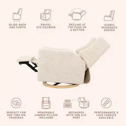 Fauteuil inclinable et pivotant électrique Babyletto Kiwi avec port USB