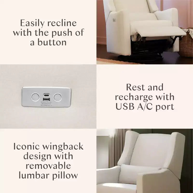 Fauteuil inclinable et pivotant électrique Babyletto Kiwi avec port USB