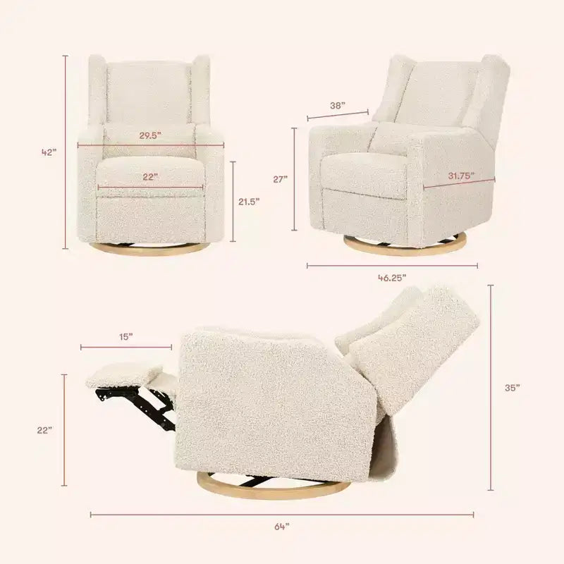 Fauteuil inclinable et pivotant électrique Babyletto Kiwi avec port USB