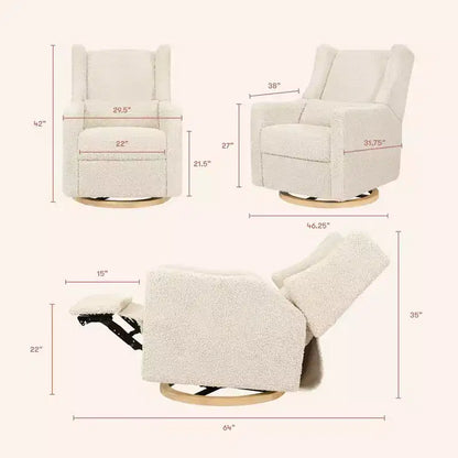 Fauteuil inclinable et pivotant électrique Babyletto Kiwi avec port USB