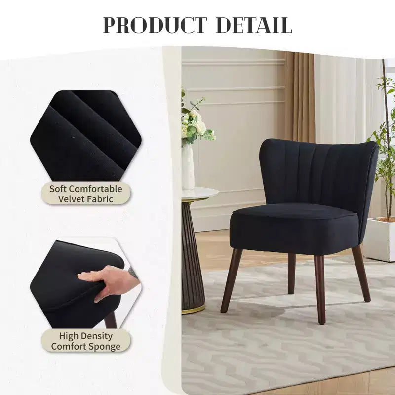 Fauteuil d'appoint moderne, style milieu de siècle, pieds en bois, canapé simple confortable, capacité 136 kg, pour chambre, bureau, coin lecture