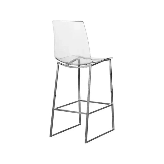 Tabouret Meridian Furniture, métal chromé/polycarbonate Lucite Lumen