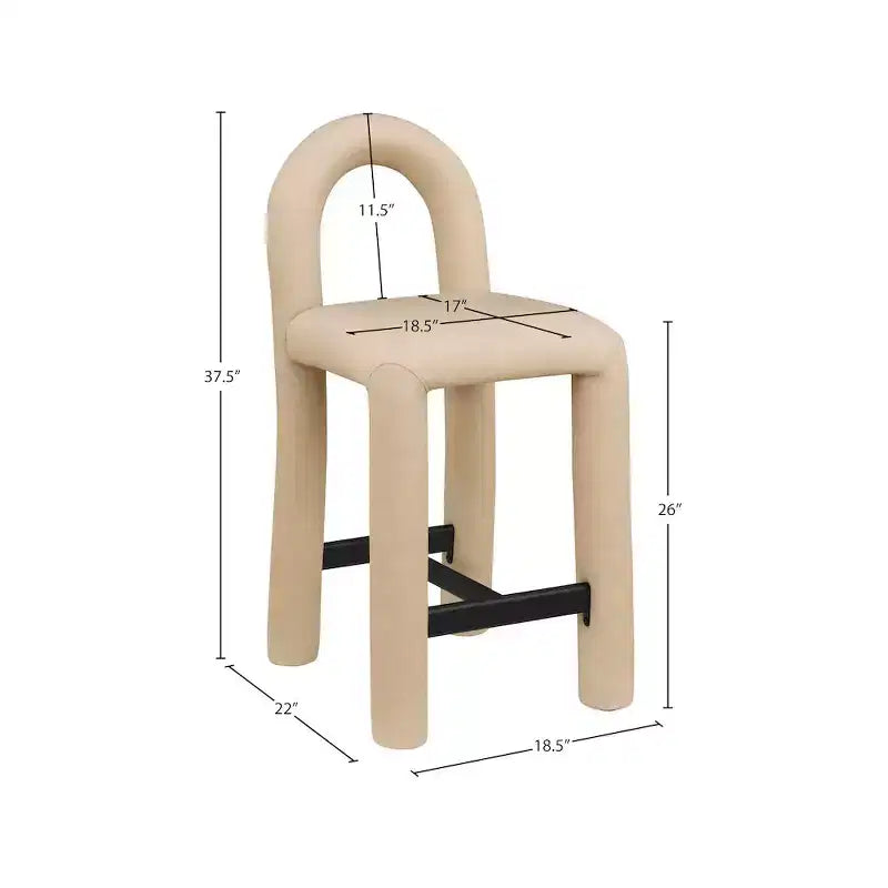 Meridian Furniture, Tabouret Amari en cuir végétalien