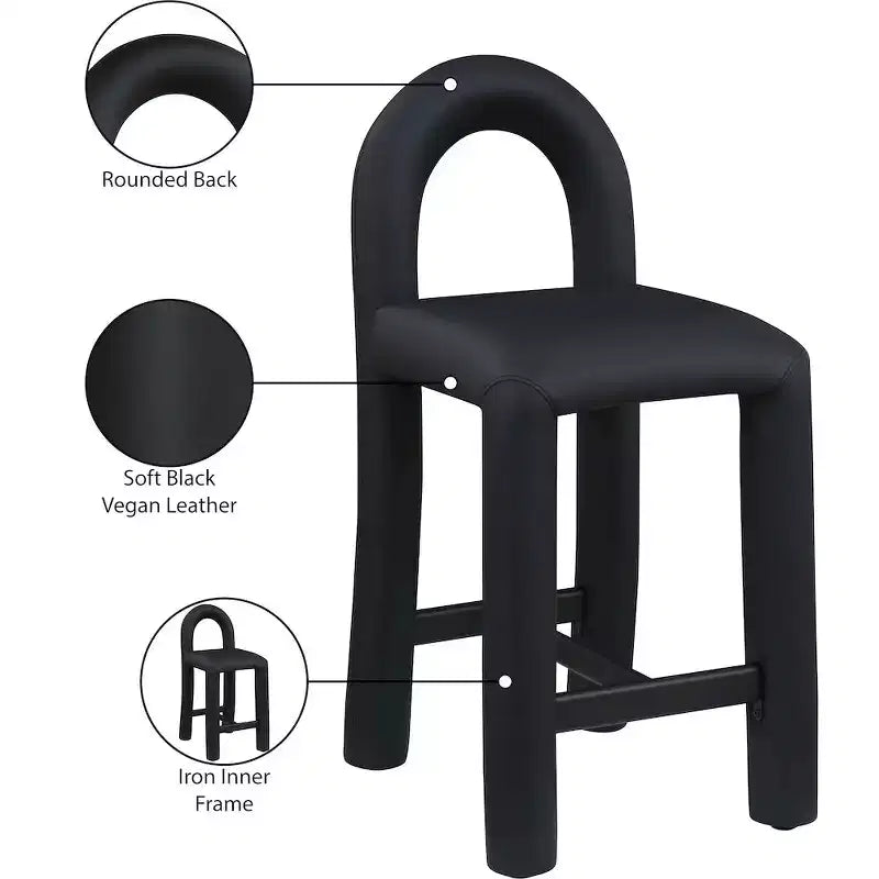 Meridian Furniture, Tabouret Amari en cuir végétalien