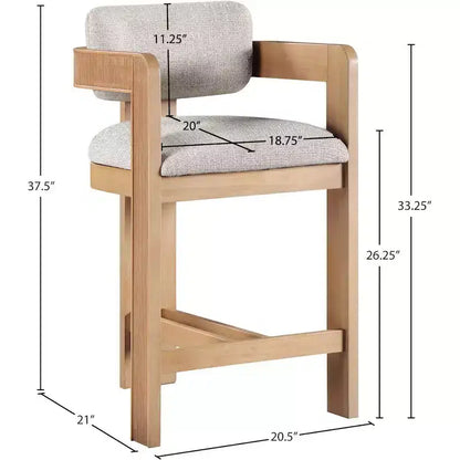 Tabouret de comptoir rembourré en tissu texturé lin beige Sacha de Meridian Furniture