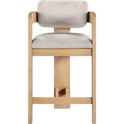 Tabouret de comptoir rembourré en tissu texturé lin beige Sacha de Meridian Furniture