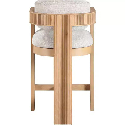 Tabouret de comptoir rembourré en tissu texturé lin beige Sacha de Meridian Furniture