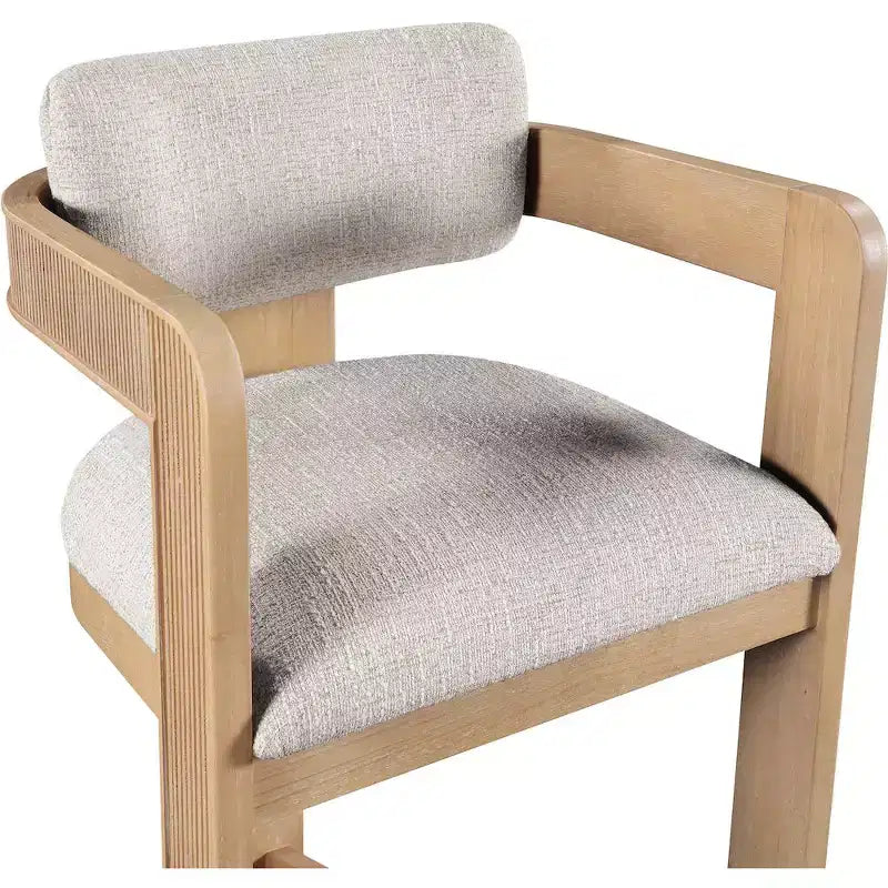 Tabouret de comptoir rembourré en tissu texturé lin beige Sacha de Meridian Furniture
