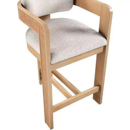 Tabouret de comptoir rembourré en tissu texturé lin beige Sacha de Meridian Furniture