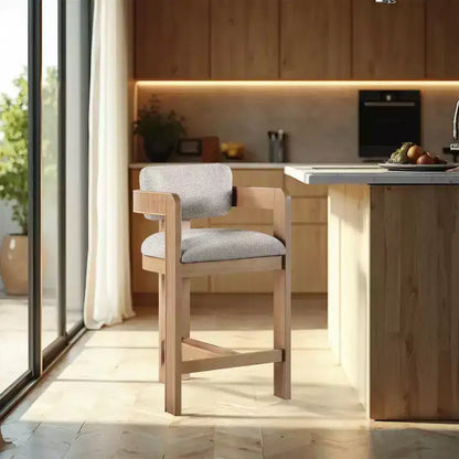Tabouret de comptoir rembourré en tissu texturé lin beige Sacha de Meridian Furniture