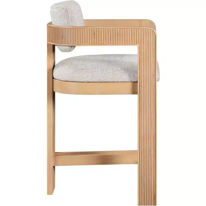 Tabouret de comptoir rembourré en tissu texturé lin beige Sacha de Meridian Furniture