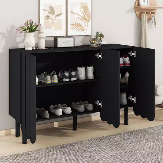 Meuble à Chaussures Autonome Moderne Okak avec Étagères Réglables et Portes, Meuble de Rangement à Chaussures Minimaliste et Peu Encombrant pour Couloirs, Entrées