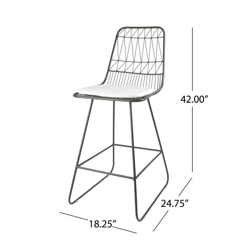 Okak Tabourets de bar de hauteur comptoir d'extérieur avec coussins résistants à l'eau, lot de 2, tabourets de bar en métal tissé, chaises d'appoint modernes