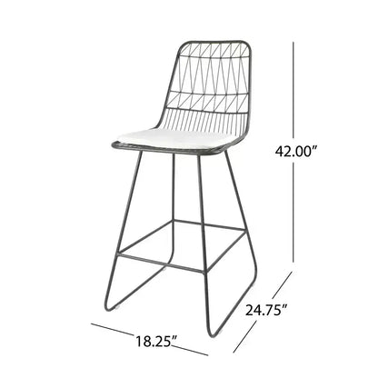 Okak Tabourets de bar de hauteur comptoir d'extérieur avec coussins résistants à l'eau, lot de 2, tabourets de bar en métal tissé, chaises d'appoint modernes
