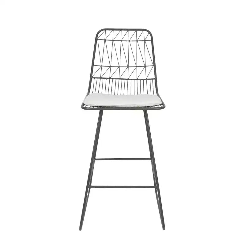 Okak Tabourets de bar de hauteur comptoir d'extérieur avec coussins résistants à l'eau, lot de 2, tabourets de bar en métal tissé, chaises d'appoint modernes