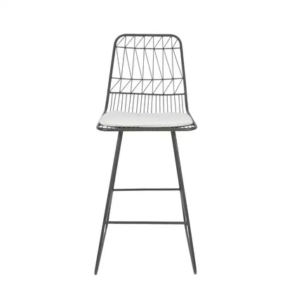 Okak Tabourets de bar de hauteur comptoir d'extérieur avec coussins résistants à l'eau, lot de 2, tabourets de bar en métal tissé, chaises d'appoint modernes