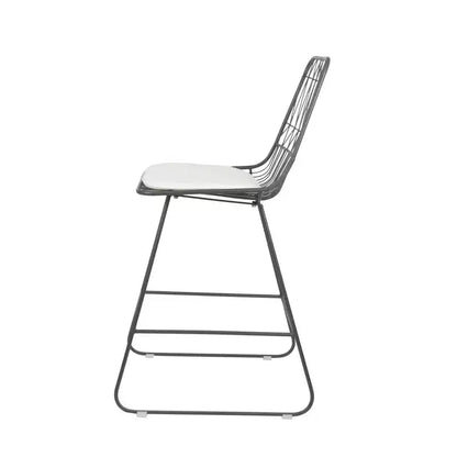 Okak Tabourets de bar de hauteur comptoir d'extérieur avec coussins résistants à l'eau, lot de 2, tabourets de bar en métal tissé, chaises d'appoint modernes