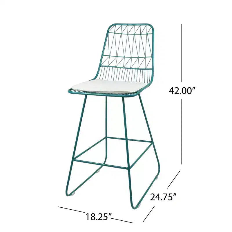 Okak Tabourets de bar de hauteur comptoir d'extérieur avec coussins résistants à l'eau, lot de 2, tabourets de bar en métal tissé, chaises d'appoint modernes