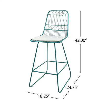Okak Tabourets de bar de hauteur comptoir d'extérieur avec coussins résistants à l'eau, lot de 2, tabourets de bar en métal tissé, chaises d'appoint modernes