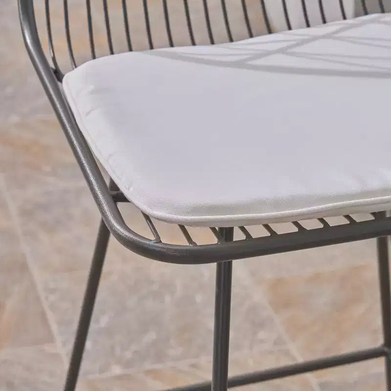 Okak Tabourets de bar de hauteur comptoir d'extérieur avec coussins résistants à l'eau, lot de 2, tabourets de bar en métal tissé, chaises d'appoint modernes