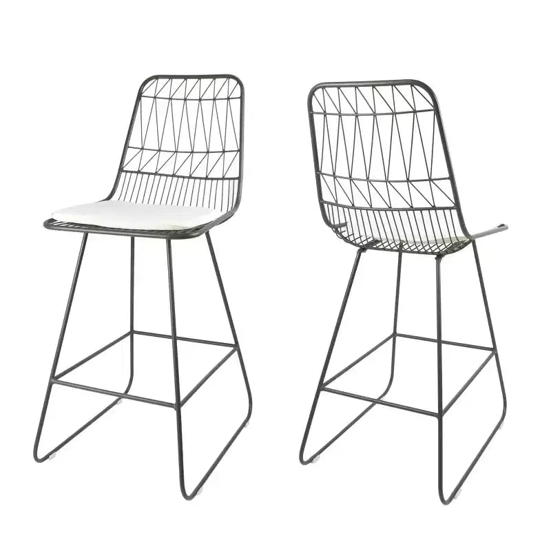 Okak Tabourets de bar de hauteur comptoir d'extérieur avec coussins résistants à l'eau, lot de 2, tabourets de bar en métal tissé, chaises d'appoint modernes