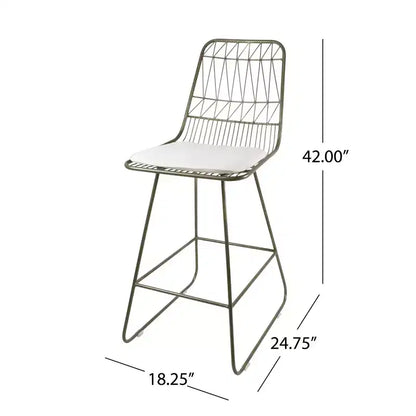 Okak Tabourets de bar de hauteur comptoir d'extérieur avec coussins résistants à l'eau, lot de 2, tabourets de bar en métal tissé, chaises d'appoint modernes