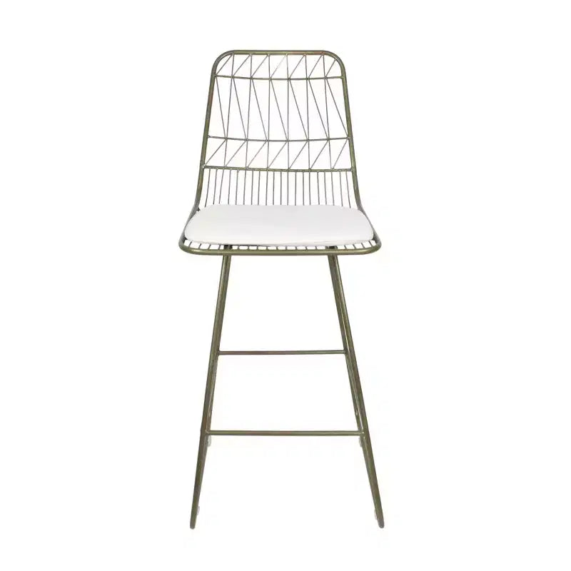 Okak Tabourets de bar de hauteur comptoir d'extérieur avec coussins résistants à l'eau, lot de 2, tabourets de bar en métal tissé, chaises d'appoint modernes