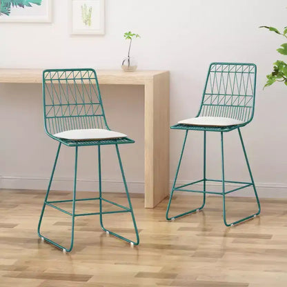Okak Tabourets de bar de hauteur comptoir d'extérieur avec coussins résistants à l'eau, lot de 2, tabourets de bar en métal tissé, chaises d'appoint modernes