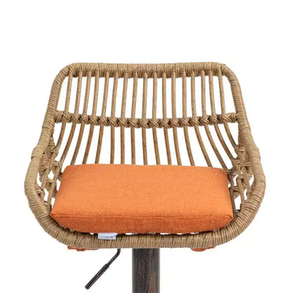 Tabourets de bar modernes pivotants Okak hauteur comptoir, lot de 2, tabourets de bar en rotin réglables avec coussin et repose-pieds, tabourets de comptoir pour la cuisine