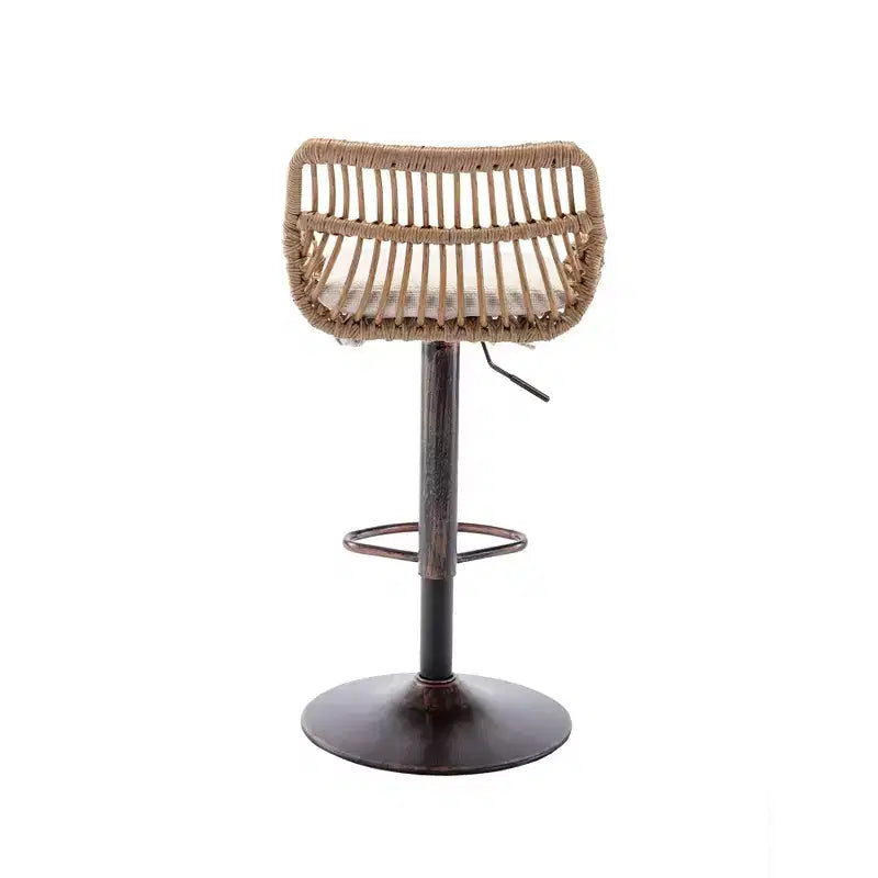 Tabourets de bar modernes pivotants Okak hauteur comptoir, lot de 2, tabourets de bar en rotin réglables avec coussin et repose-pieds, tabourets de comptoir pour la cuisine