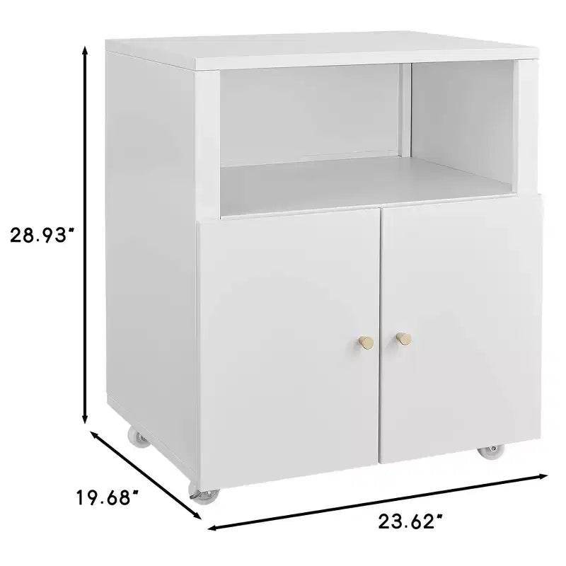 Meuble d'imprimante métallique avec rangement, support d'imprimante 3D robuste sur roulettes avec 2 portes, meuble de classement sous bureau pour coin de bureau et petits espaces