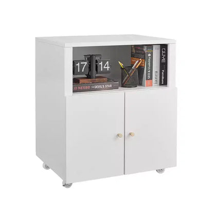 Meuble d'imprimante métallique avec rangement, support d'imprimante 3D robuste sur roulettes avec 2 portes, meuble de classement sous bureau pour coin de bureau et petits espaces