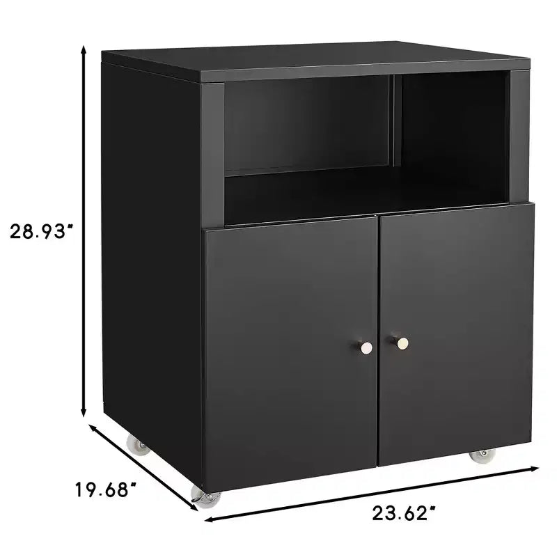Meuble d'imprimante métallique avec rangement, support d'imprimante 3D robuste sur roulettes avec 2 portes, meuble de classement sous bureau pour coin de bureau et petits espaces