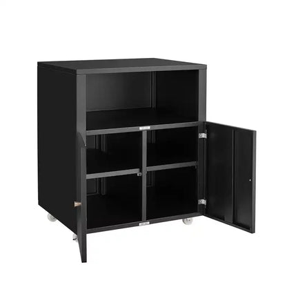Meuble d'imprimante métallique avec rangement, support d'imprimante 3D robuste sur roulettes avec 2 portes, meuble de classement sous bureau pour coin de bureau et petits espaces