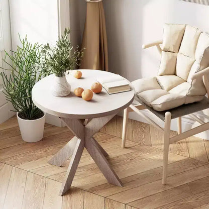 COZAYH Table d'appoint ronde en bois de style ferme avec pieds croisés, gris vintage, lot de 2